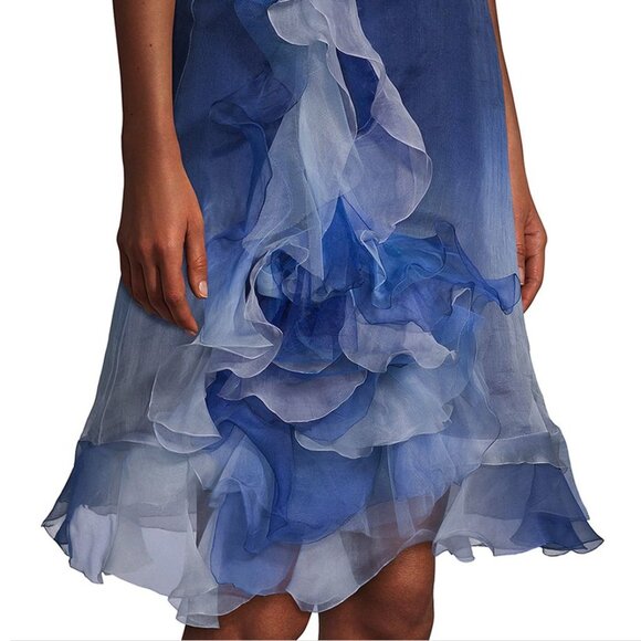 MARCHESA Ombré Strapless Ruffled Silk-Blend Cocktail Dress - Picture 8 of 10